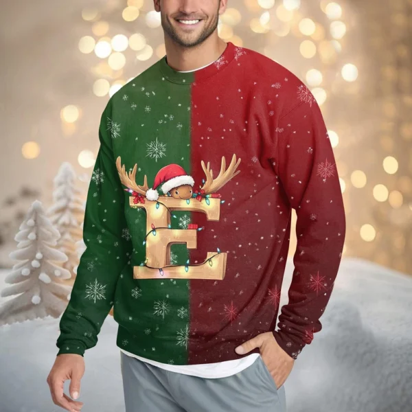 Men's Casual Fashion Comfortable Christmas Printed Round Neck Pullover - Image 28