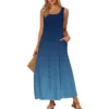 Women's Casual Floor-length Summer Beach Dress Loose Gradient Print Sundress - Image 7