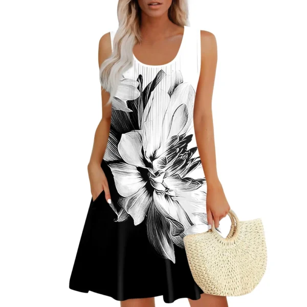 Womens Summer Dresses Loose  Sleeveless Sundresses Dress With Pockets - Image 13