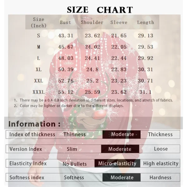Men's Casual Fashion Comfortable Christmas Printed Round Neck Pullover - Image 21