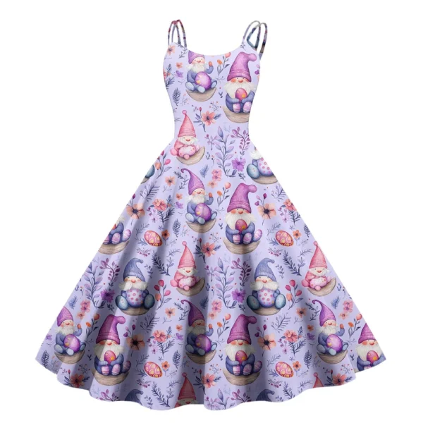 Women's Casual Fashion Print Sexy Off Shoulder Punk Retro Dress Retro Dress - Image 35
