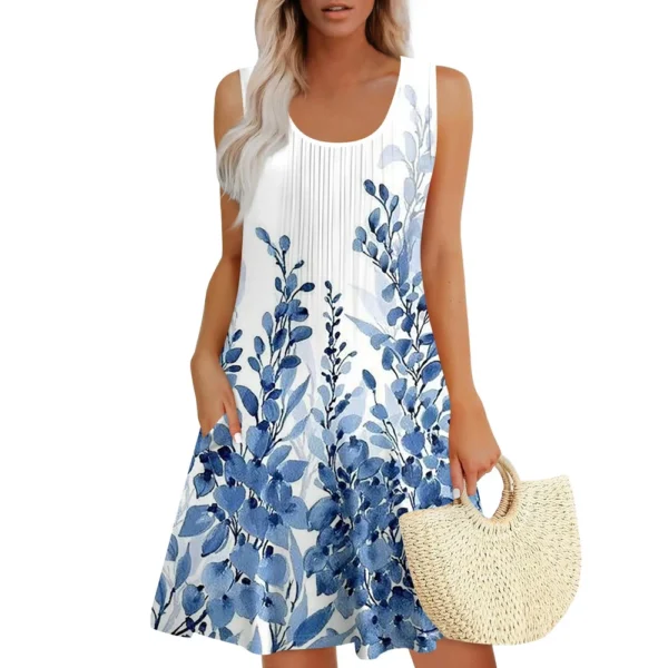 Womens Summer Dresses Loose  Sleeveless Sundresses Dress With Pockets - Image 28