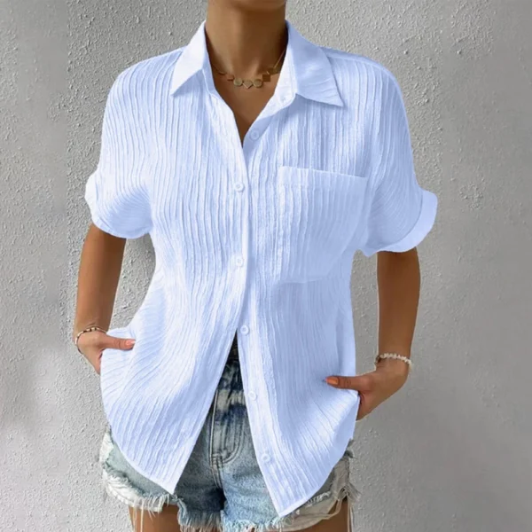 Women's Patchwork Pocket Solid Color Temperament Casual Lapel With Shoulder - Image 28