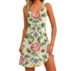 Women's Floral Print Dress, Vest, Skirt With Pockets, Beach Skirt, V-Neck Vest - Image 26