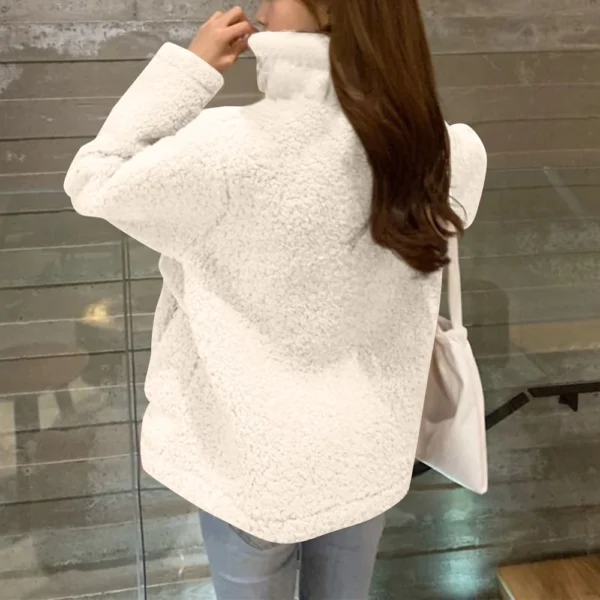 Women's Fall And Winter  Casual Solid Colour Standing Collar Button Hundred - Image 7