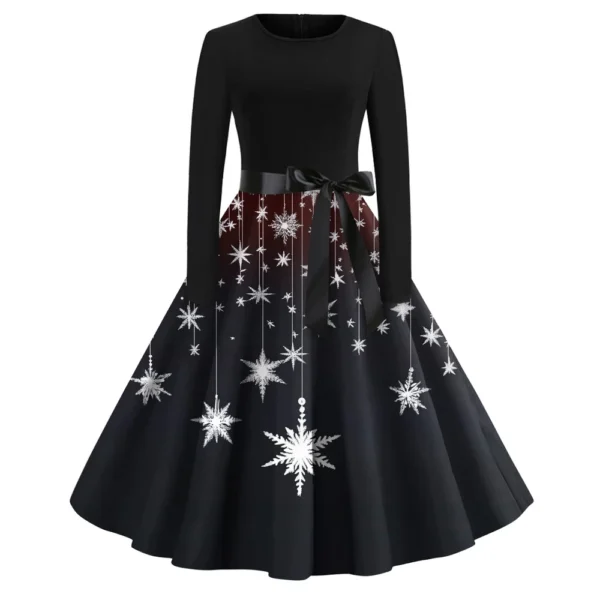 Women's Casual And Fashionable Round Neck Printed Vintage Dress - Image 29