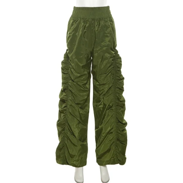 Women's Solid Color Baggy High-waisted Hip Lift Pleated Baggy Lace-up Casual - Image 6
